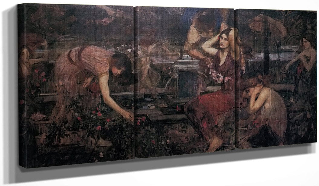 48" x 24" / Split Canvas Flora And The Zephyrs 7 By John Waterhouse Fine Art Print