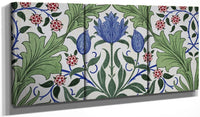 48" x 24" / Split Canvas Floral Wallpaper Design With Tulips By William Morris Fine Art Print