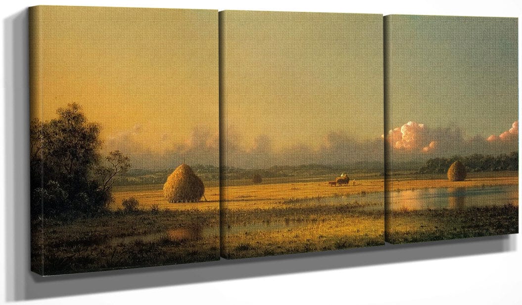48" x 24" / Split Canvas Hayfields A Clear Day By Martin Johnson Heade Fine Art Print