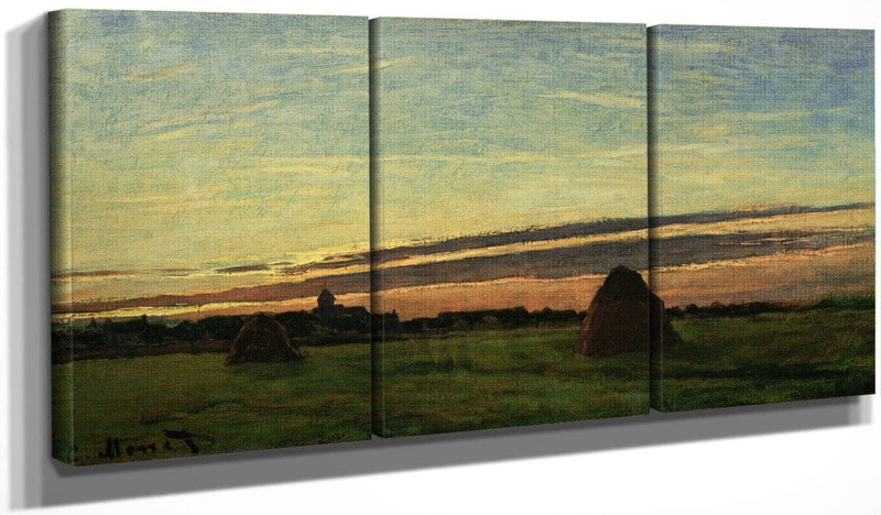 48" x 24" / Split Canvas Haystacks At Chailly By Claude Monet Fine Art Print