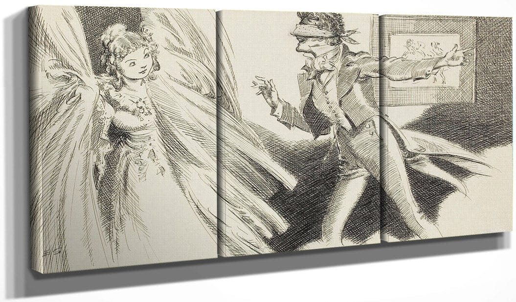 48" x 24" / Split Canvas Hide And Go Seek By Everett Shinn Fine Art Print