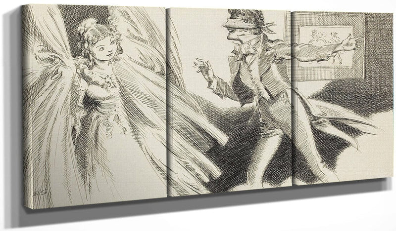 48" x 24" / Split Canvas Hide And Go Seek By Everett Shinn Fine Art Print