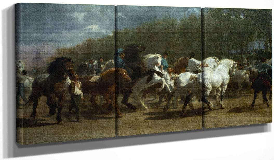 48" x 24" / Split Canvas Horse Fair By Rosa Bonheur Fine Art Print