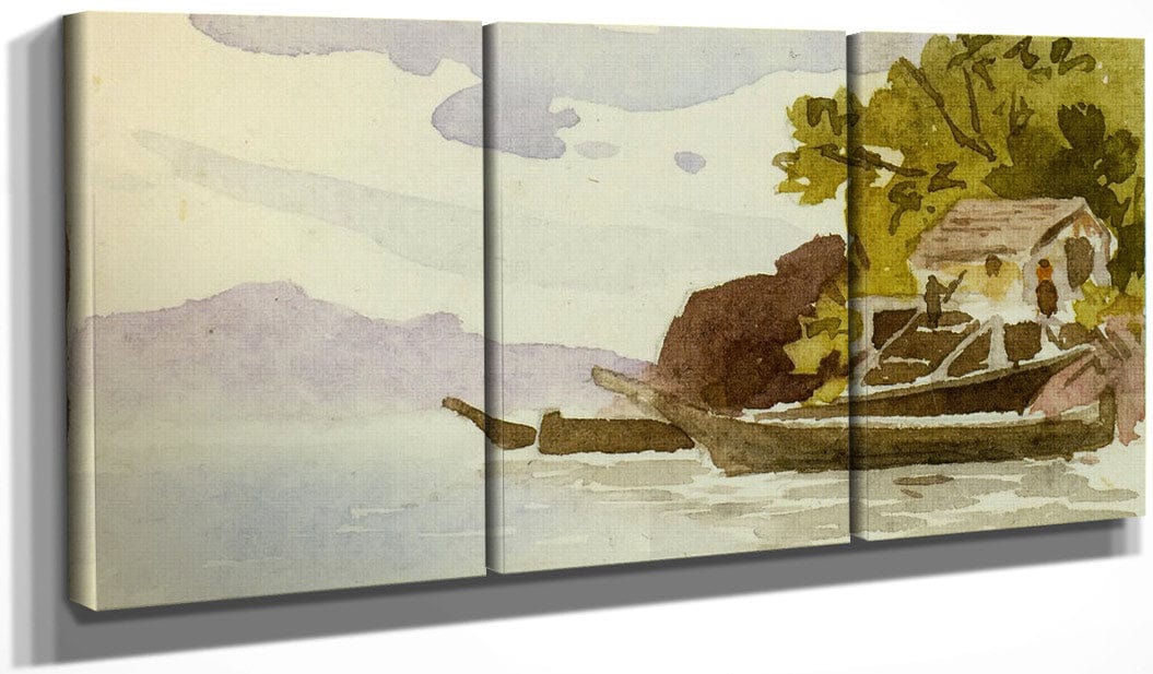 48" x 24" / Split Canvas Indian Canoes By In By Harbour By Ii By Emily Carr Fine Art Print