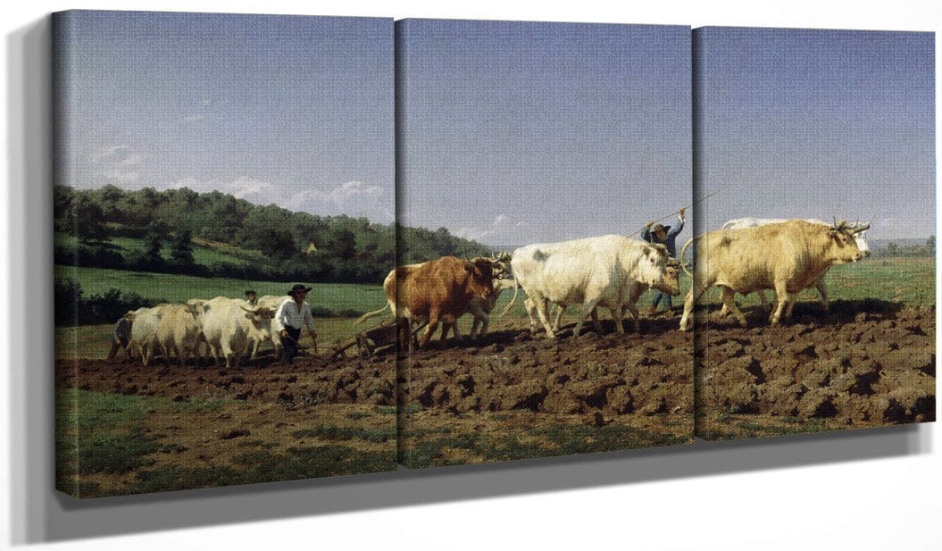 48" x 24" / Split Canvas Labourage Nivernais  Le Sombrage By Rosa Bonheur Fine Art Print