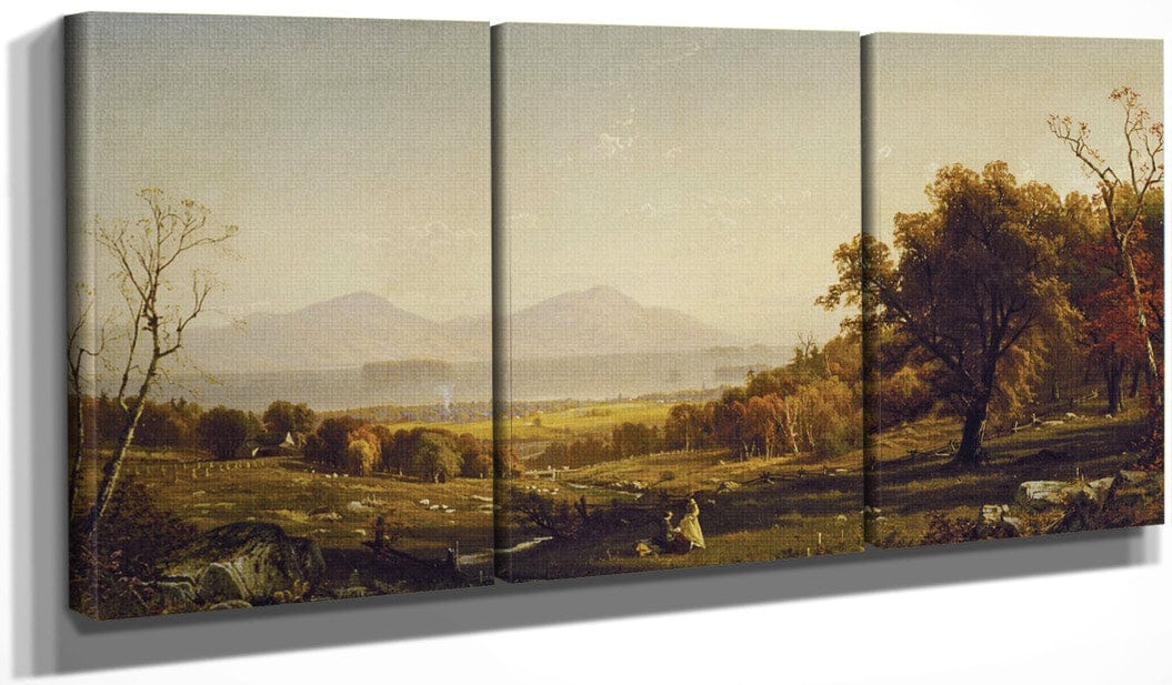 48" x 24" / Split Canvas Lake George From Bolton's Landing By Alfred Thompson Bricher Fine Art Print