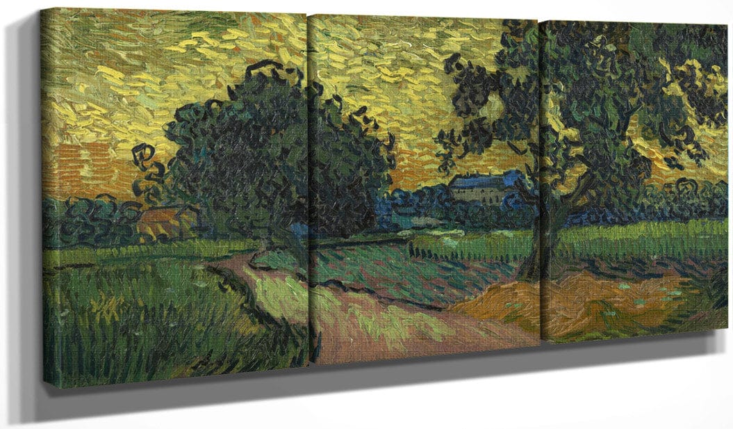48" x 24" / Split Canvas Landscape At Twilight By Vincent Van Gogh Fine Art Print