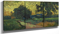 48" x 24" / Split Canvas Landscape At Twilight By Vincent Van Gogh Fine Art Print