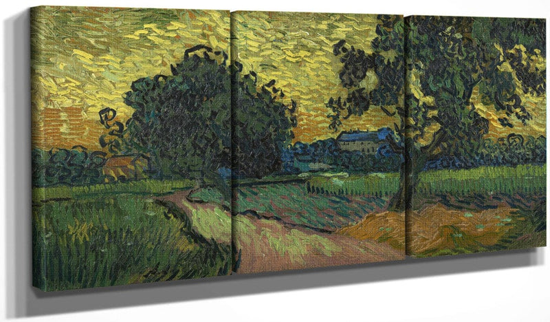 48" x 24" / Split Canvas Landscape At Twilight By Vincent Van Gogh Fine Art Print