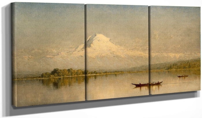 48" x 24" / Split Canvas Mount Rainier, Bay Of Tacoma  Puget Sound By Sanford Robinson Gifford Fine Art Print