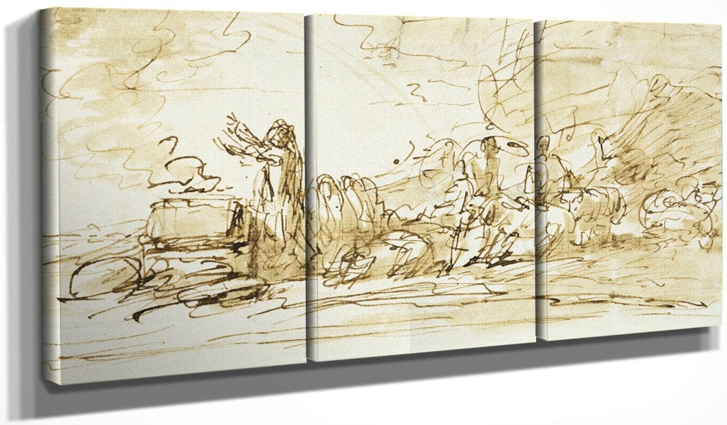 48" x 24" / Split Canvas Noah Sacrificing By Benjamin West Fine Art Print