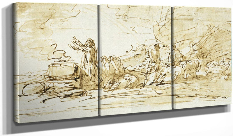 48" x 24" / Split Canvas Noah Sacrificing By Benjamin West Fine Art Print