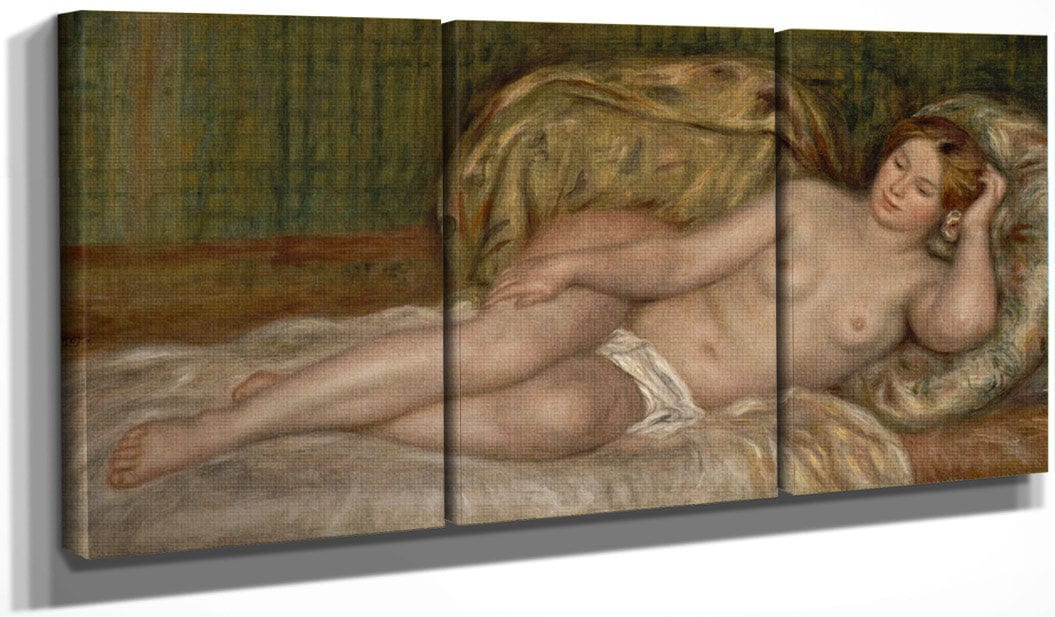 48" x 24" / Split Canvas Nude On Cushions, Also Called Large Nude (Nu Sur Les Coussins, Dit Aussi Grand Nu) By Pierre Auguste Renoir Fine Art Print