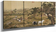 48" x 24" / Split Canvas One Hundred Horses Detail 5 1728 By Giuseppe Castiglione Fine Art Print