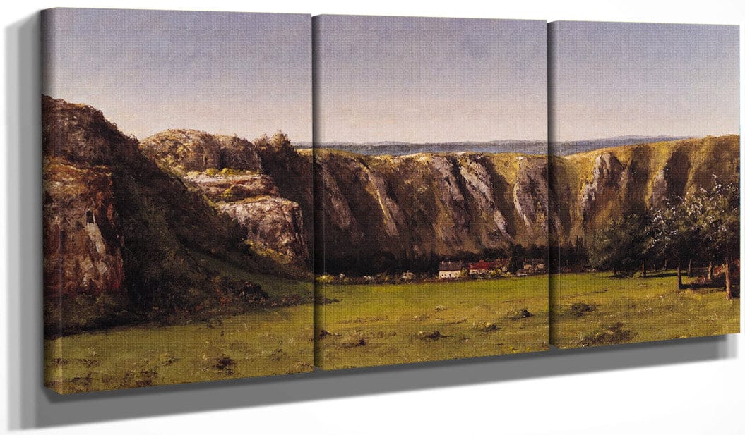 48" x 24" / Split Canvas Rocky Landscape Near Flagey By Jean Desire Gustave Courbet Fine Art Print