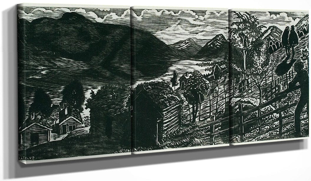 48" x 24" / Split Canvas Sandalstrand With Man By Nicolai Astrup Fine Art Print