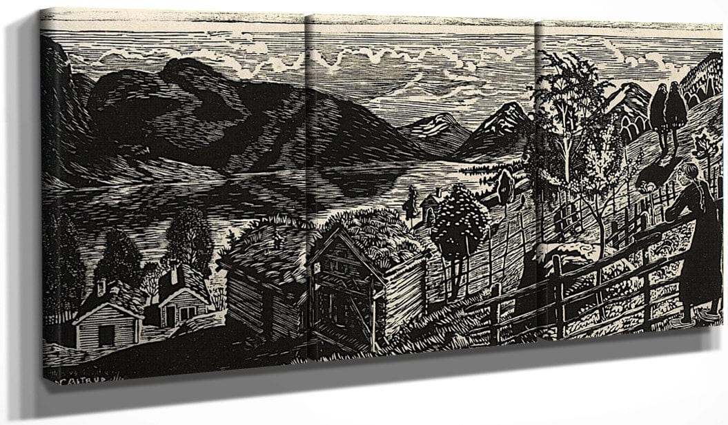 48" x 24" / Split Canvas Sandalstrand With Woman By Nicolai Astrup Fine Art Print