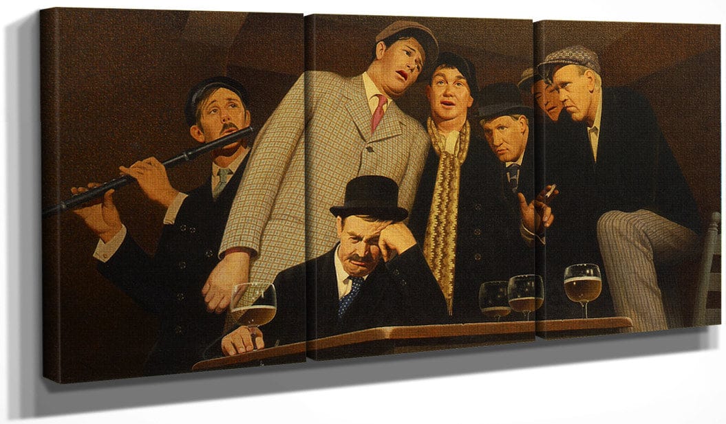 48" x 24" / Split Canvas Sentimental Ballad By Grant Wood Fine Art Print