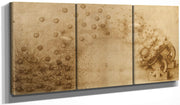 48" x 24" / Split Canvas Sketch Of A Mortar For Fragmentation Bombs By Leonardo Da Vinci Fine Art Print