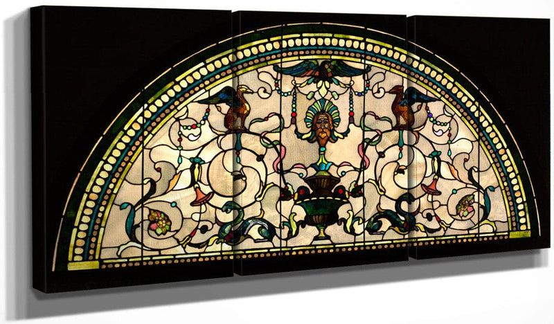 48" x 24" / Split Canvas Stained Glass Lunette From The Cornelius Vanderbilt Ii House New York By John La Farge Fine Art Print