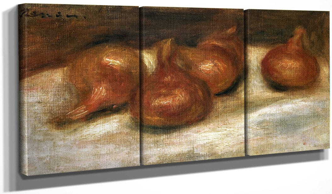 48" x 24" / Split Canvas Still Life With Onions By Pierre Auguste Renoir Fine Art Print