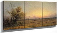 48" x 24" / Split Canvas Sunset Marsh Sinking Sun By Martin Johnson Heade Fine Art Print