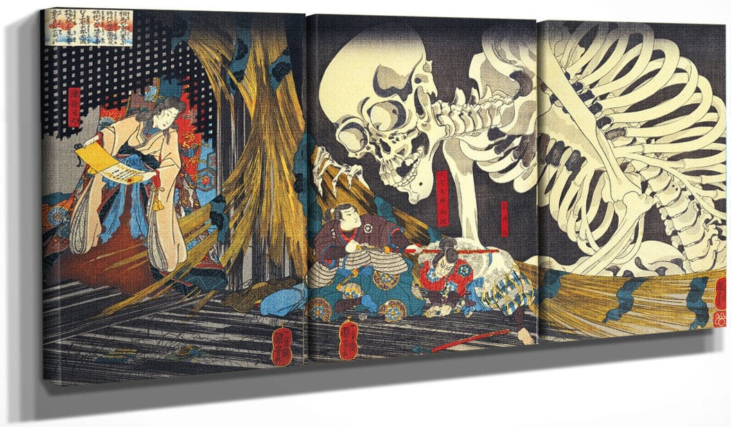 48" x 24" / Split Canvas Takiyasha The Witch And The Skeleton Spectre 1847 By Utagawa Kuniyoshi Fine Art Print