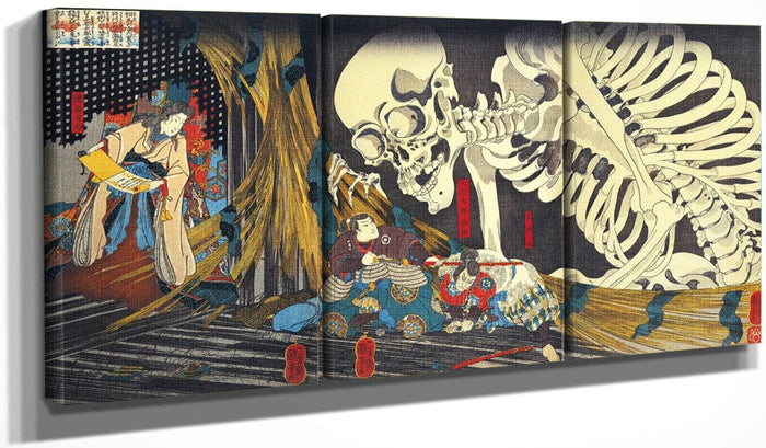 48" x 24" / Split Canvas Takiyasha The Witch And The Skeleton Spectre 1847 By Utagawa Kuniyoshi Fine Art Print