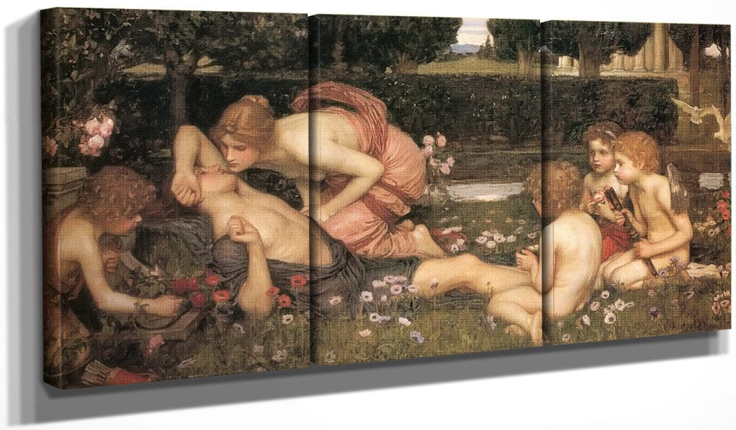 48" x 24" / Split Canvas The Awakening Of Adonis By John Waterhouse Fine Art Print