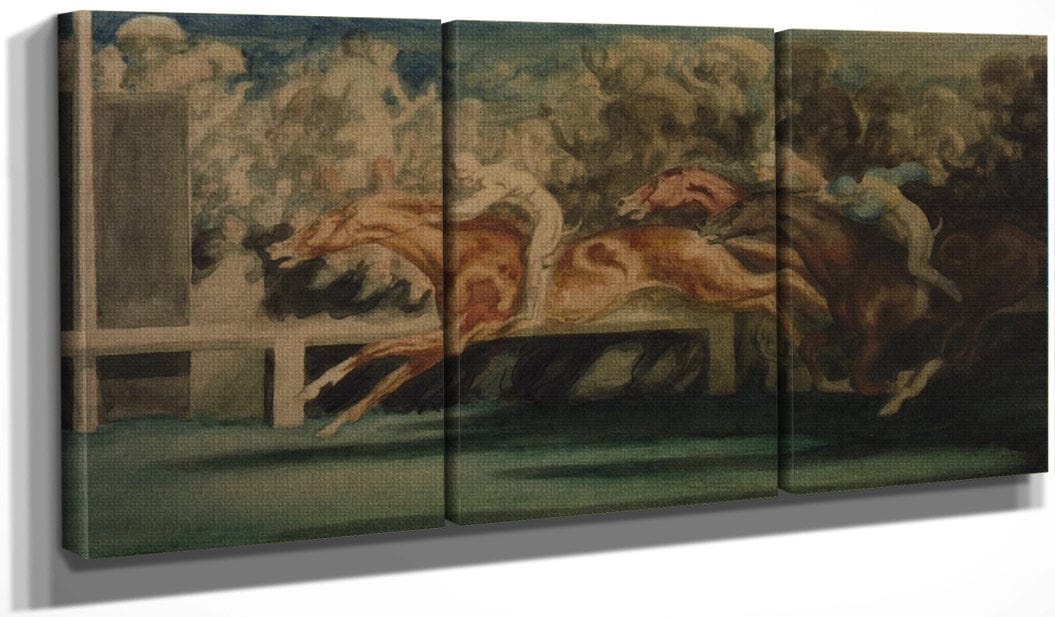 48" x 24" / Split Canvas The Finish Of The Horse Race By Louis Anquetin Fine Art Print