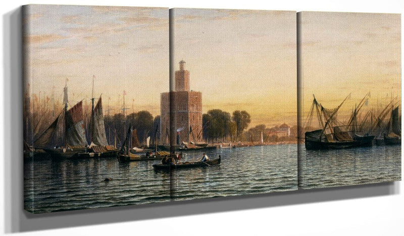 48" x 24" / Split Canvas The Harbor Of Seville By  Colman Samuel Fine Art Print