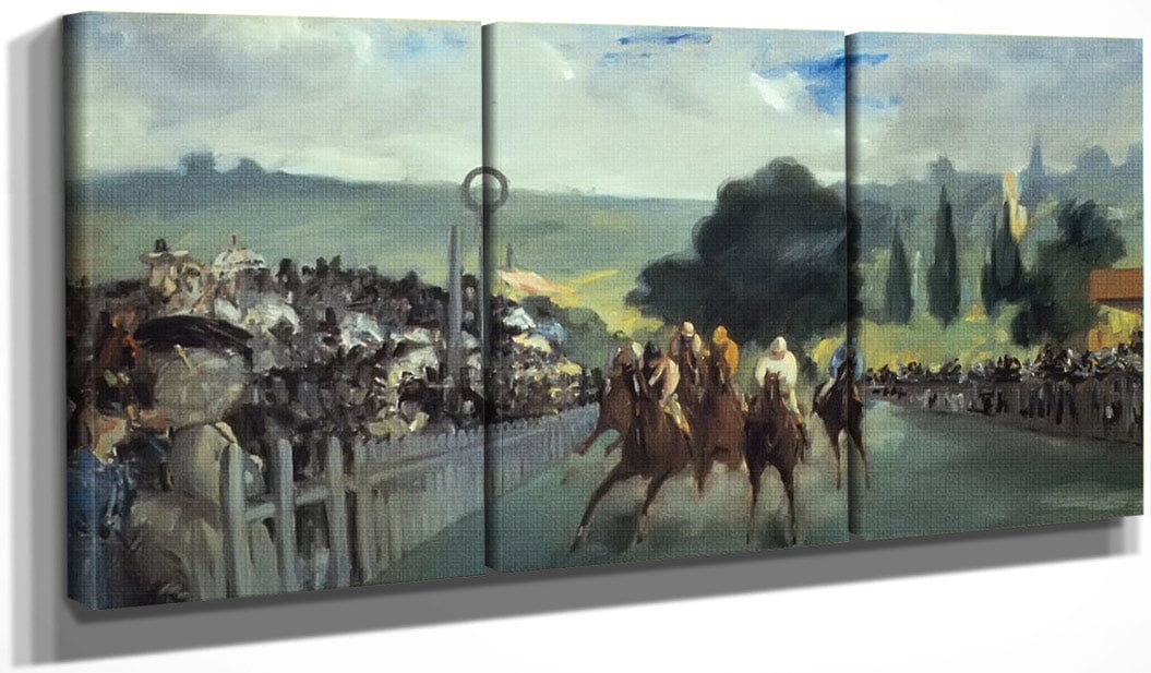 48" x 24" / Split Canvas The Races At Longchamp By Edouard Manet Fine Art Print