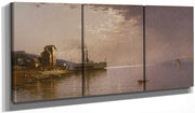 48" x 24" / Split Canvas The Sidewheeler The City Of St. Paul On The Mississippi River, Dubuque, Iowa By Alfred Thompson Bricher Fine Art Print