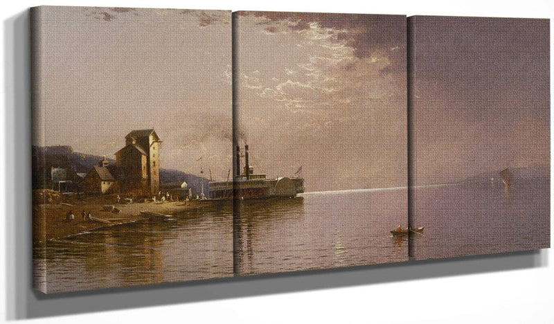 48" x 24" / Split Canvas The Sidewheeler The City Of St. Paul On The Mississippi River, Dubuque, Iowa By Alfred Thompson Bricher Fine Art Print