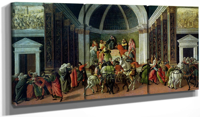 48" x 24" / Split Canvas The Story Of Virginia C.1500 (Tempera On Panel) By Sandro Botticelli Fine Art Print