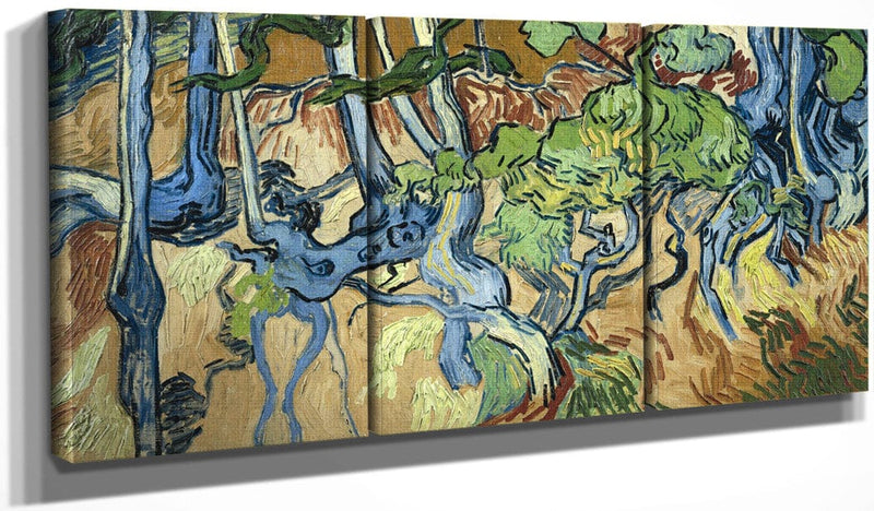 48" x 24" / Split Canvas Tree Roots By Vincent Van Gogh Fine Art Print