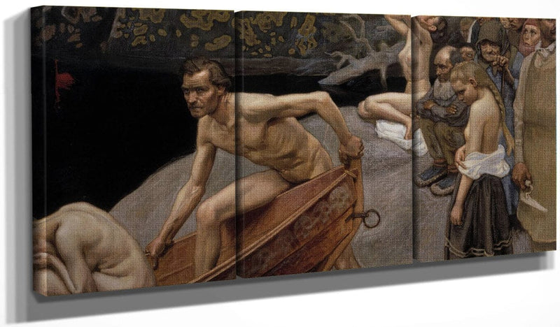 48" x 24" / Split Canvas Tuonelan Joella By Akseli Gallen Kallela Fine Art Print