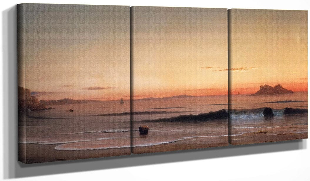 48" x 24" / Split Canvas Twilight Singing Beach By Martin Johnson Heade Fine Art Print