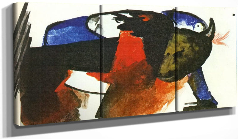 48" x 24" / Split Canvas Two Animals By Franz Marc Fine Art Print