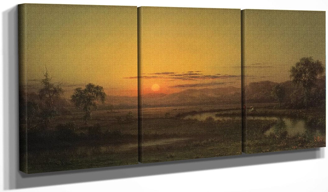 48" x 24" / Split Canvas Two Fishermen In The Marsh At Sunset By Martin Johnson Heade Fine Art Print