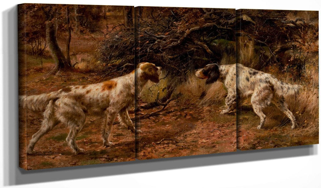 48" x 24" / Split Canvas Two Setters On Point By Edmund Henry Osthaus Fine Art Print