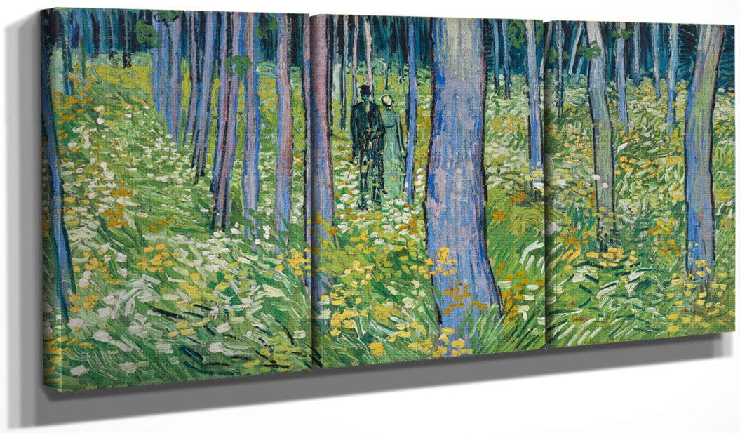 48" x 24" / Split Canvas Undergrowth With Two Figures By Vincent Van Gogh Fine Art Print