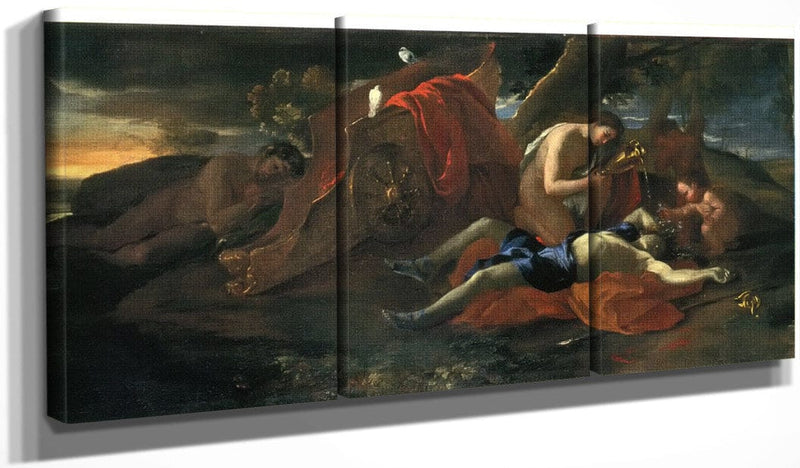 48" x 24" / Split Canvas Venus Weeping Ver Adonis By Nicholas Poussin Fine Art Print