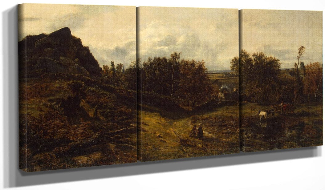 48" x 24" / Split Canvas View On The Outskirts Of Granville 1833 By Theodore Rousseau Fine Art Print