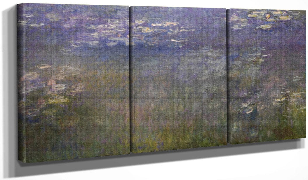 48" x 24" / Split Canvas Water Lilies 4 By Claude Monet Fine Art Print