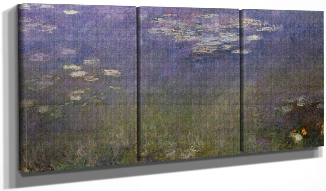 48" x 24" / Split Canvas Water Lilies (Agapanthus) By Monet Claude Fine Art Print