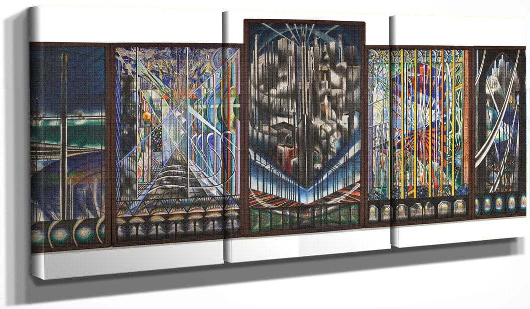 60" x 20" / Split Canvas The Voice Of The City Of New York Interpreted By Joseph Stella Fine Art Print