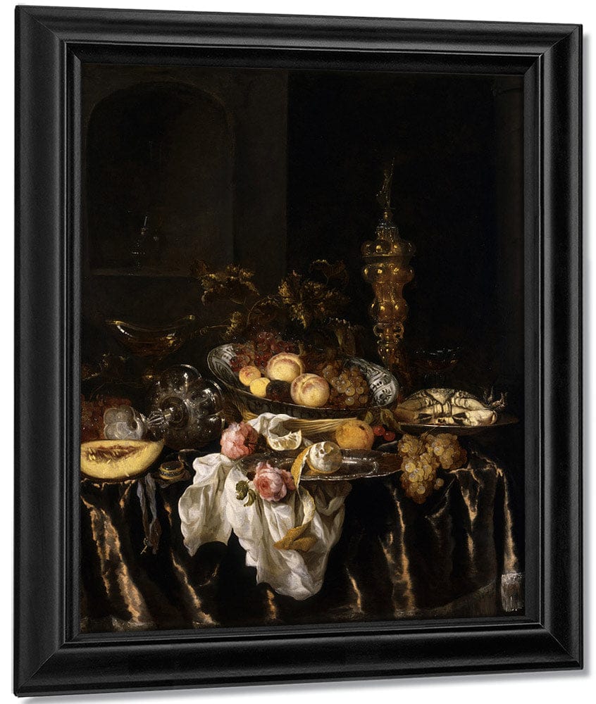 A Banquet Still Life With Roses By Abraham Van Beyeren Fine Art Print