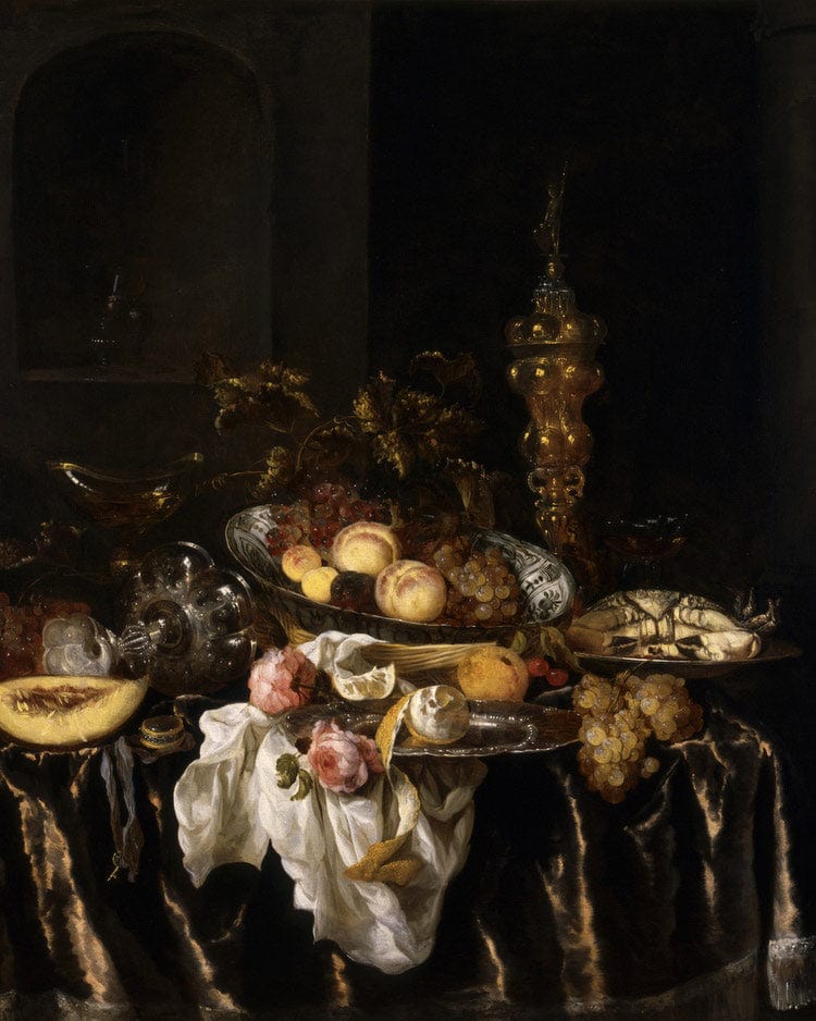 A Banquet Still Life With Roses By Abraham Van Beyeren Fine Art Print