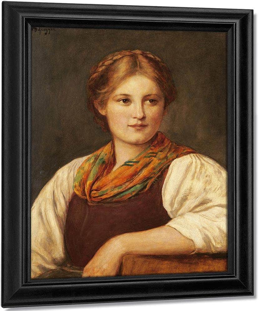 A Bavarian Peasant Girl By Franz Von Defregger Fine Art Print
